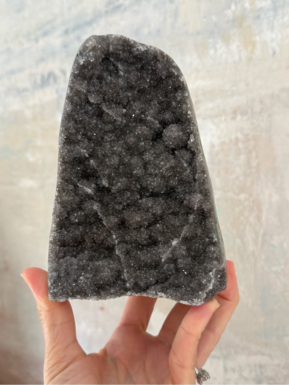 Dark Gray Amethyst Cut Base with bubbles Stone Specimen